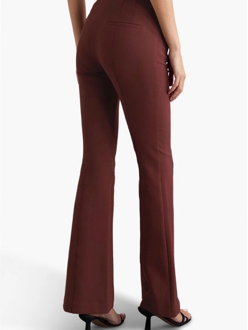 Veronica Beard Azariah Stretch-Crepe Flared Pants Burnt Sienna Rust Brown 4 - Picture 4 of 8